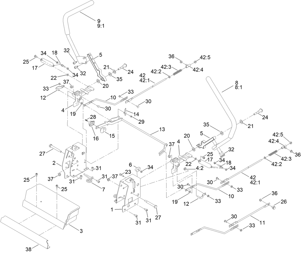 Motion Control Assembly Diagram and Parts List for 74683 400000000 - 412269999 Toro Lawn Tractor