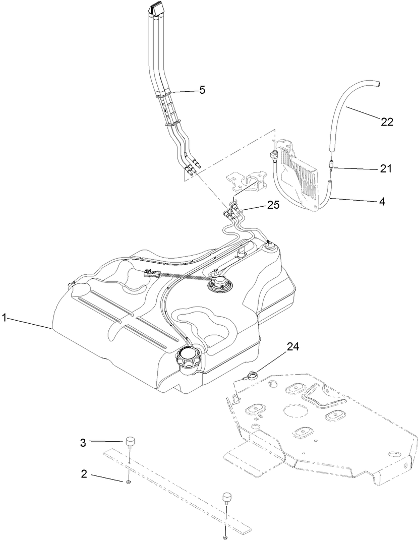 Fuel Tank Mounting Assembly Diagram and Parts List for 74901 (313000001-313999999)(2013) Toro Lawn Mower