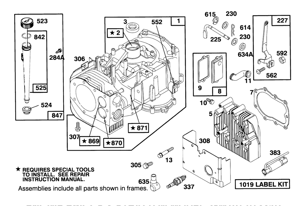 Engine Briggs & Stratton Model 28m707-0122-01 Diagram and Parts List for 71191 5910001 - 5999999 Toro Lawn Tractor