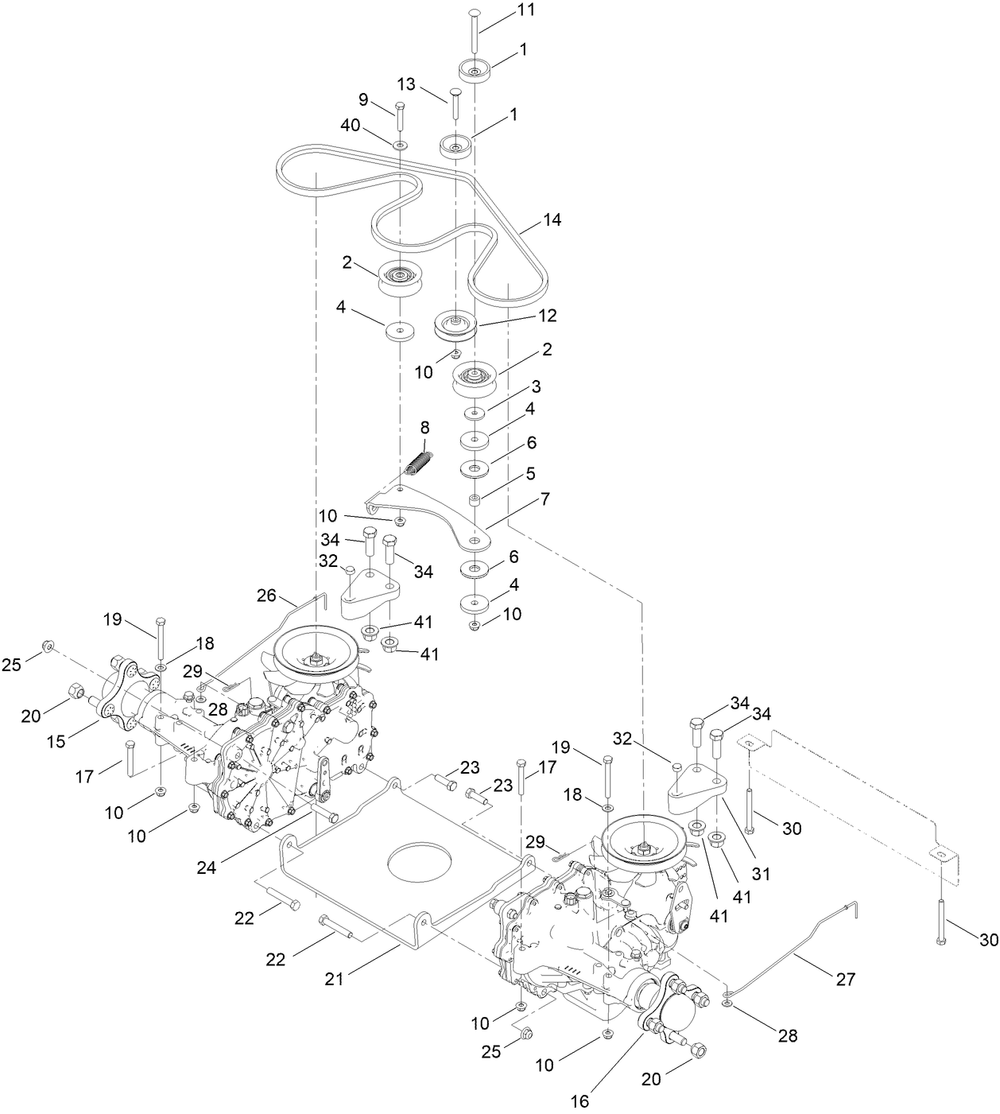 Traction Drive Assembly Diagram and Parts List for 75313 412325117 - 999999999 Toro Lawn Tractor