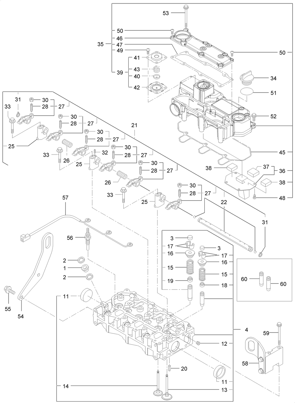 Cylinder Head And Cover Assembly Diagram and Parts List for 72028 412410000 - 412699999 Toro Lawn Tractor