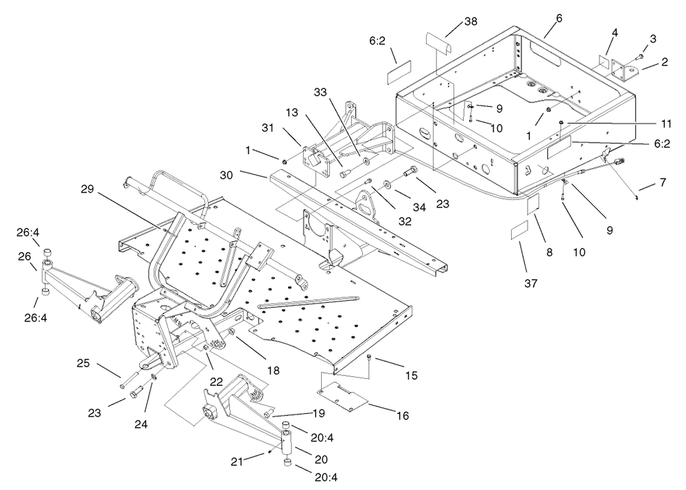 Frame Assembly Diagram and Parts List for 12004TC 220000001 - 220999999 Toro Lawn Tractor