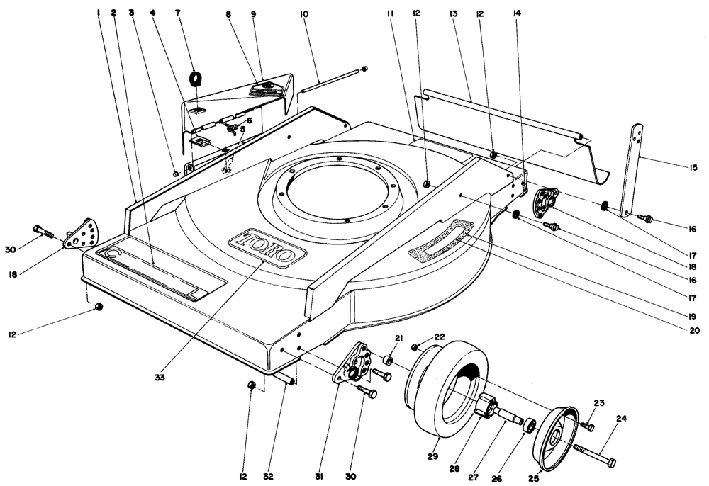 Mower Housing Assembly Diagram and Parts List for 22005 8000001 - 8999999 Toro Lawn Mower