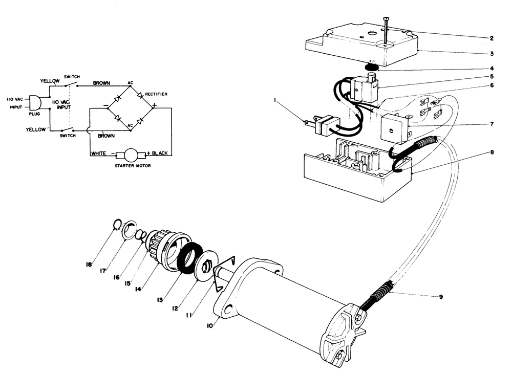 Starter Motor & Switch Assembly (Model 38252) Diagram and Parts List for 38252 1000001 - 1999999 Toro Snow Blower