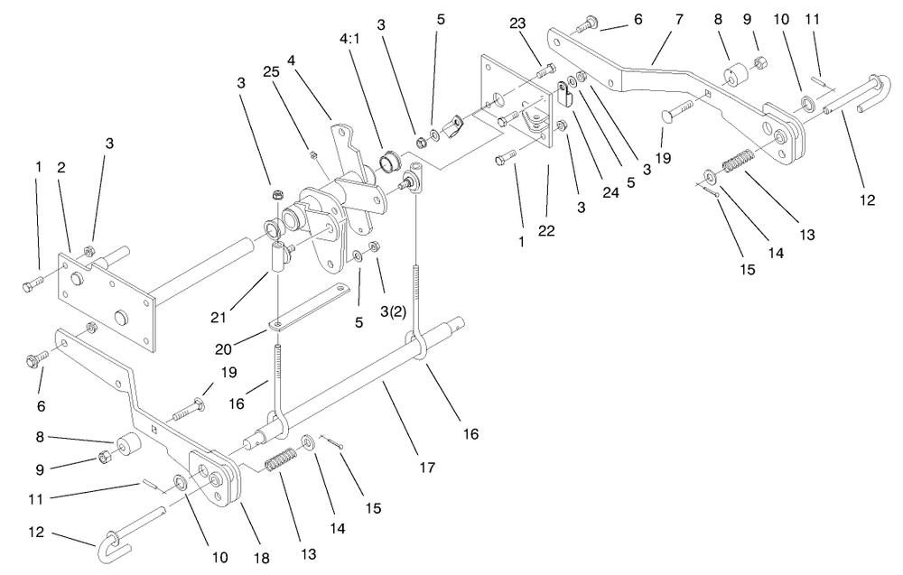 Hydro Lift Lower Assembly Diagram and Parts List for 73550 8900001 - 8999999 Toro Lawn Tractor