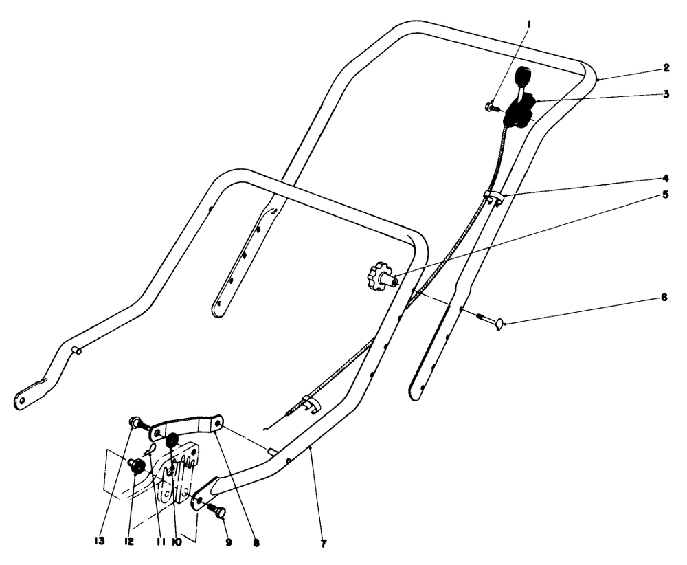 Handle Assembly Diagram and Parts List for 20403 7000001 - 7999999 Toro Lawn Mower
