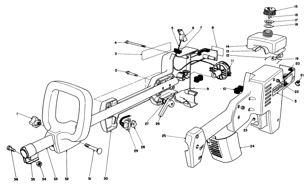 Engine Housing Assembly Diagram and Parts List for 51603 2000001 - 2999999 Toro Trimmer