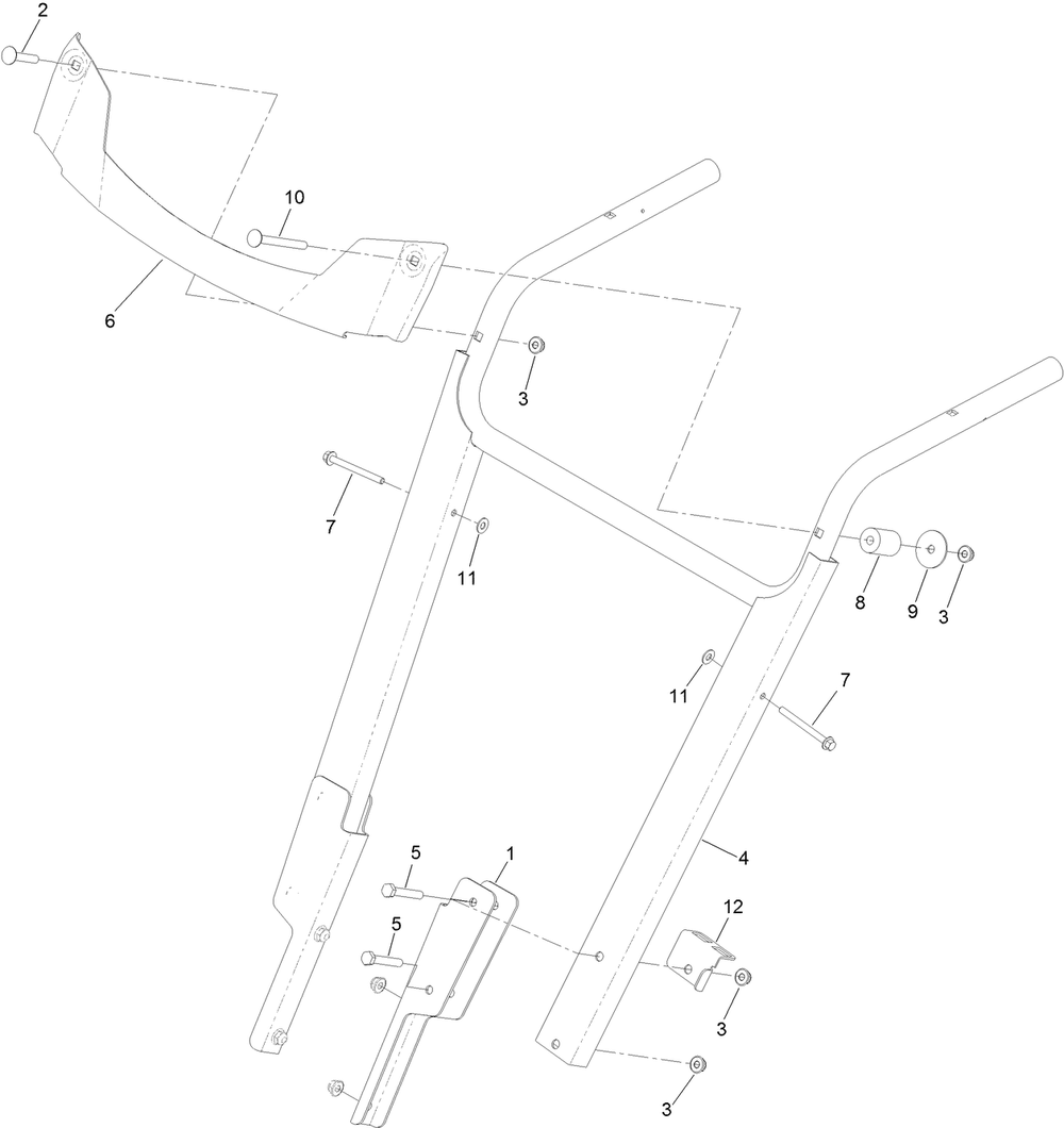 Handle Assembly Diagram and Parts List for 38865 405415300 - 406319999 Toro Snow Blower