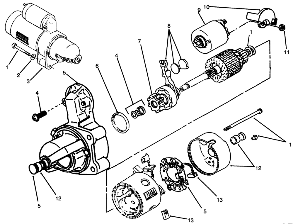 Starter Diagram and Parts List for 73501 59002869 - 59002946 Toro Lawn Tractor