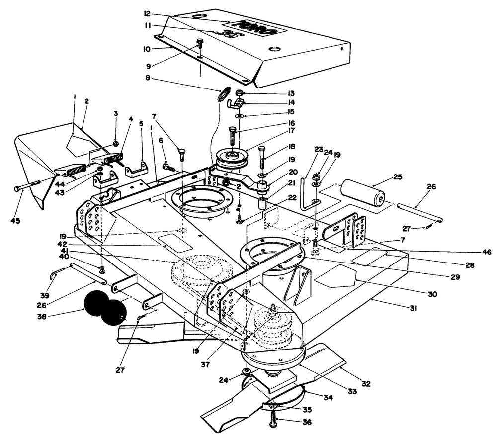 Cutting Unit Assembly Diagram and Parts List for 30136 9000001 - 9999999 Toro Lawn Mower
