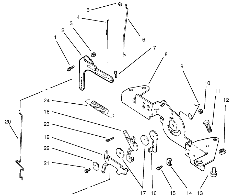 Engine Controls Diagram and Parts List for 72104 7900001 - 7999999 Toro Lawn Tractor