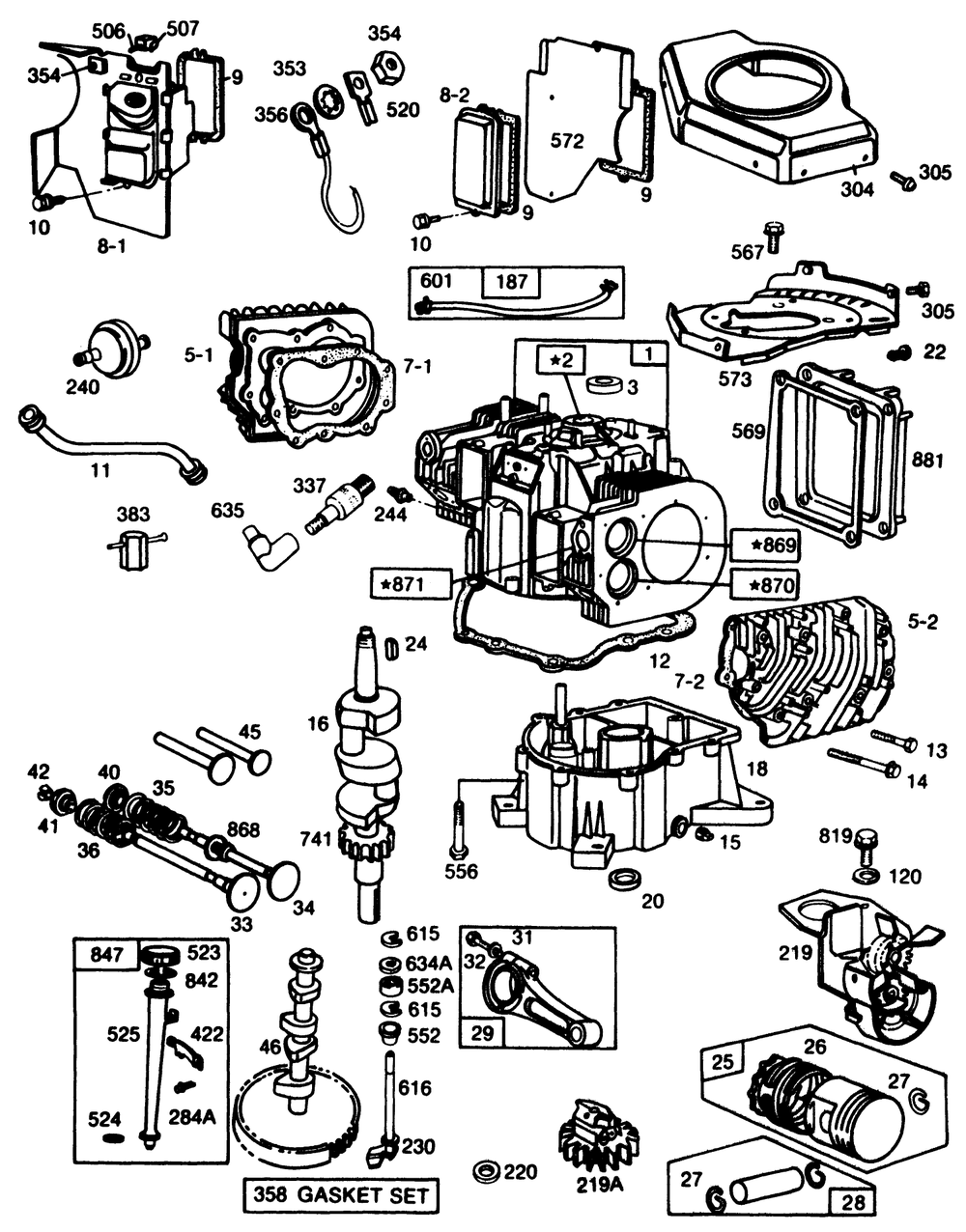 Briggs & Stratton Engine Model No. 402707-0158-01 Diagram and Parts List for 30116 9000001 - 9999999 Toro Lawn Tractor Accessories