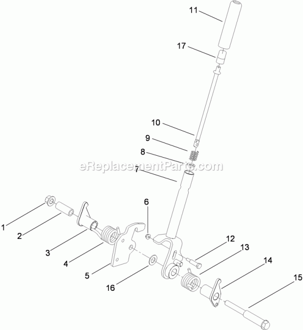 Brake Handle Assembly No. 117-0383 Diagram and Parts List for 74921 290000001-290999999 Toro Lawn Mower