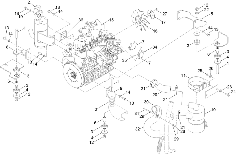 Engine, Exhaust And Air Intake Assembly Diagram and Parts List for 72264TE 406427909-406429999 Toro Lawn Mower