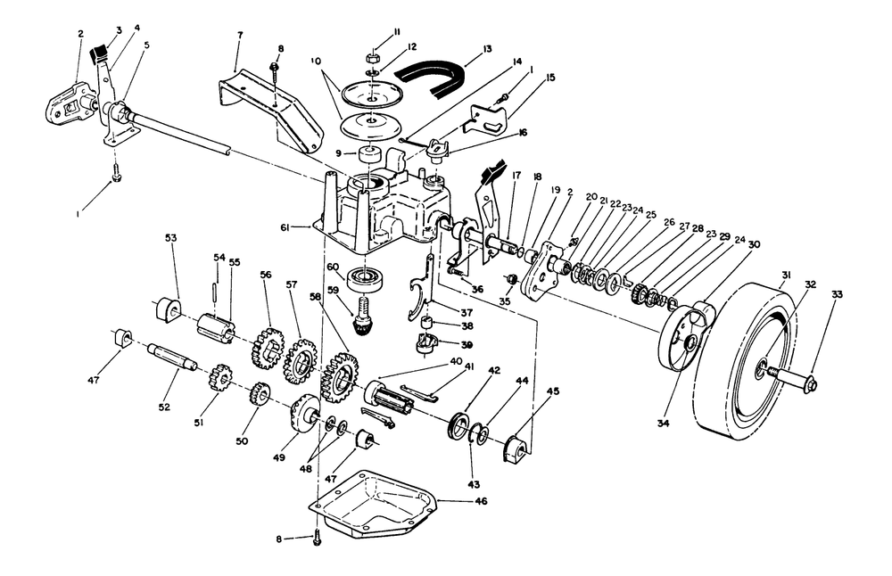 Gear Case Assembly Diagram and Parts List for 26683 1000001 - 1999999 Toro Lawn Mower