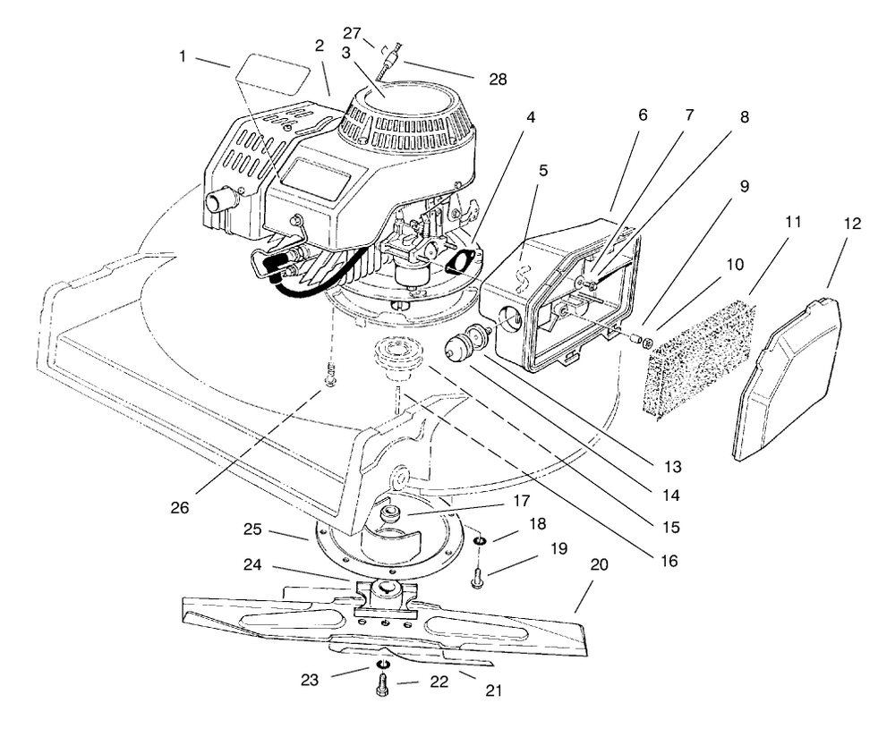 Engine Assembly Diagram and Parts List for 22040 8900001 - 8999999 Toro Lawn Mower