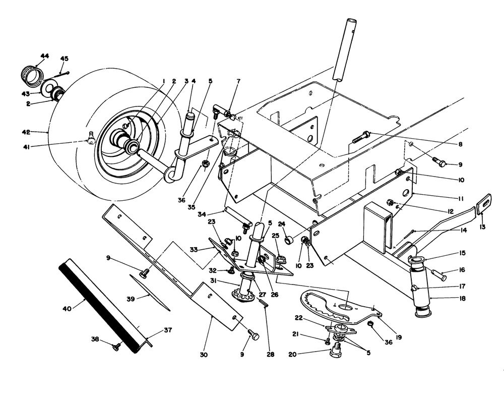Front Axle Assembly Diagram and Parts List for 56190 1000001 - 1999999 Toro Lawn Tractor