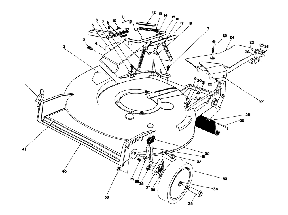 Housing Assembly Diagram and Parts List for 20668 1000001 - 1999999 Toro Lawn Mower