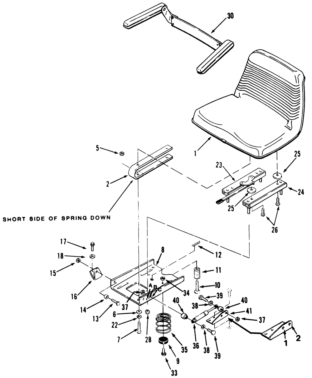 Seat Diagram and Parts List for 41-20OE02 1000001 - 1999999 Toro Lawn Tractor