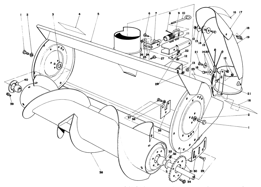 36" Snowthrower Attachment Model 59136 (Optional) (Continued) Diagram and Parts List for 57357 3000001 - 3999999 Toro Lawn Tractor