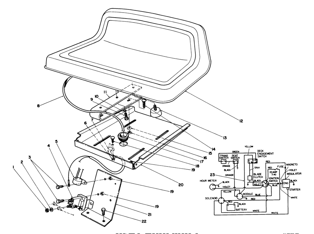 Seat Assembly Diagram and Parts List for 55620 9000001 - 9999999 Toro Lawn Tractor