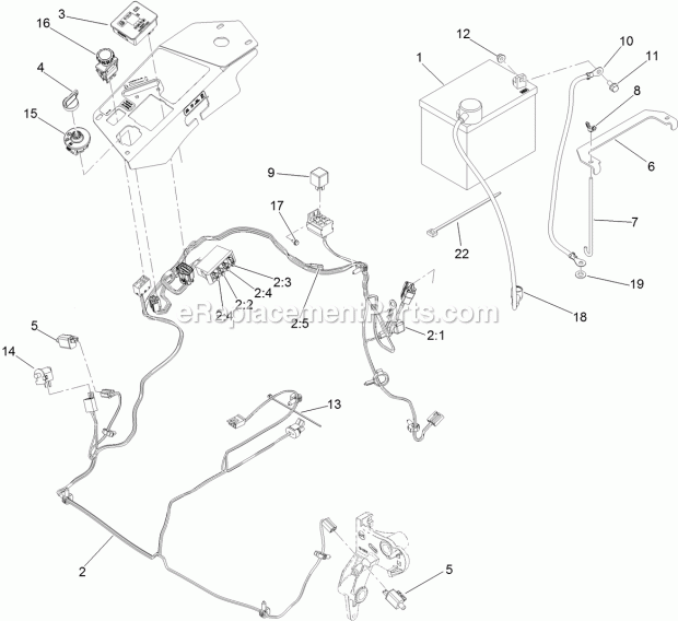 Electrical System Assembly Diagram and Parts List for 74901CP 311000001-311999999 Toro Lawn Mower