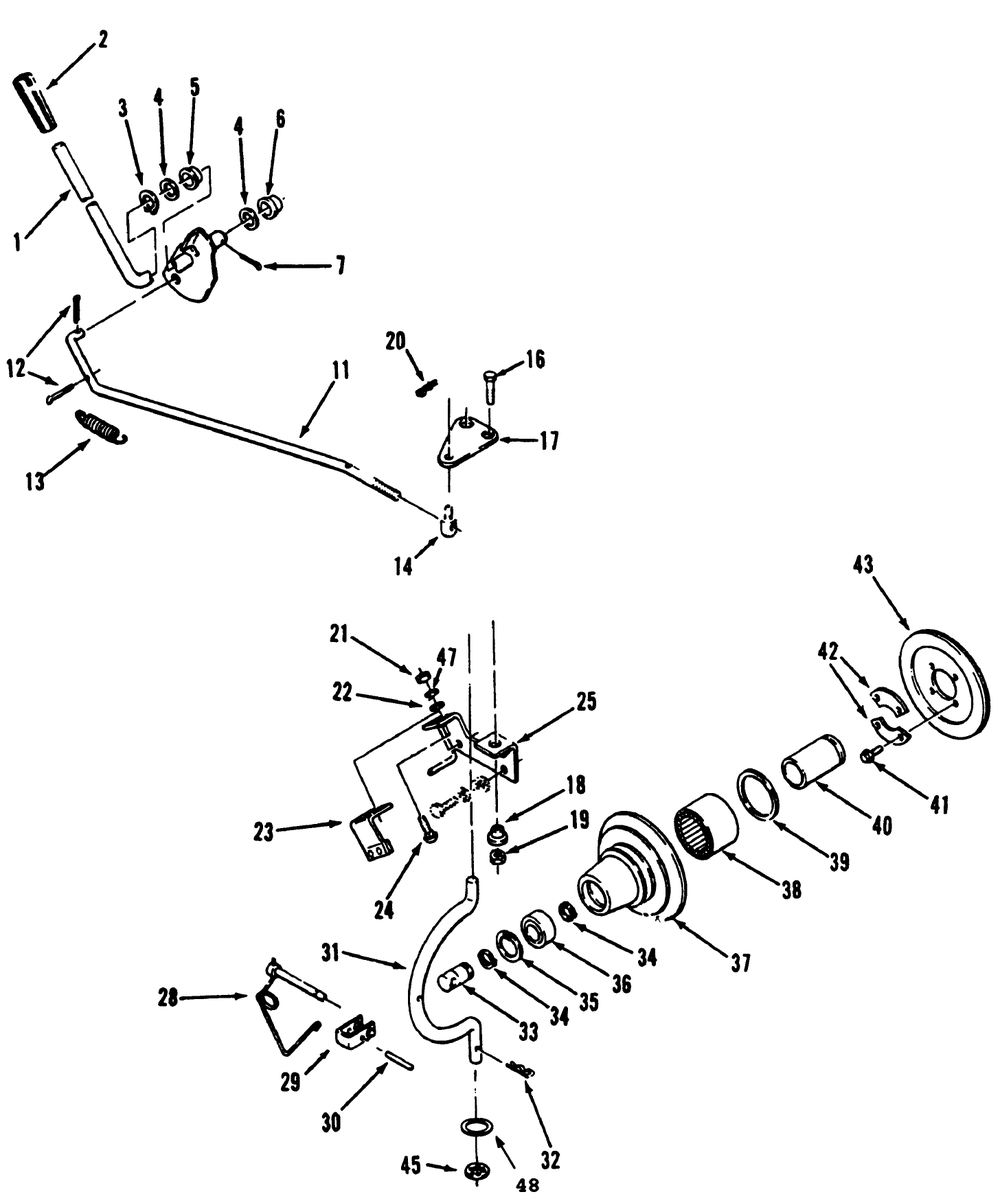 Pto Clutch And Control Diagram and Parts List for 41-20OE03 2000001 - 2999999 Toro Lawn Tractor