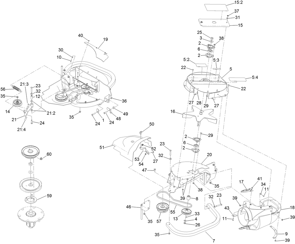 Blower And Drive Assembly Diagram and Parts List for 78585 400000000-999999999 Toro Lawn Mower