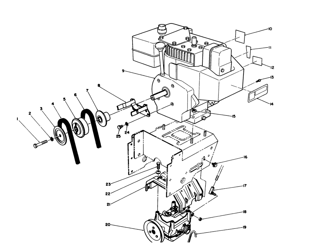 Engine Assembly Diagram and Parts List for 38573 9000001 - 9999999 Toro Snow Blower
