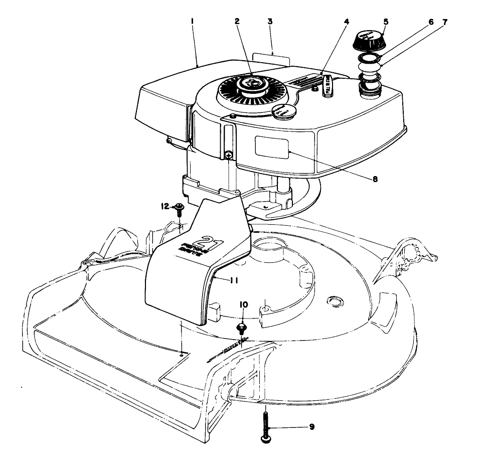 Engine Assembly Model No. 21610 Diagram and Parts List for 21711 5000001 - 5999999 Toro Lawn Mower