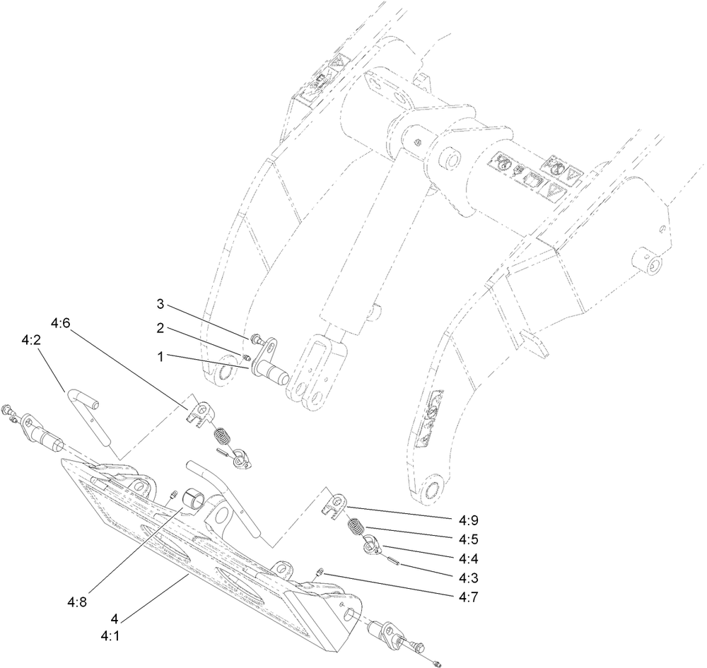 Quick Attach Assembly Diagram and Parts List for 22323 400000000 - 401799999 Toro Lawn Tractor Accessories