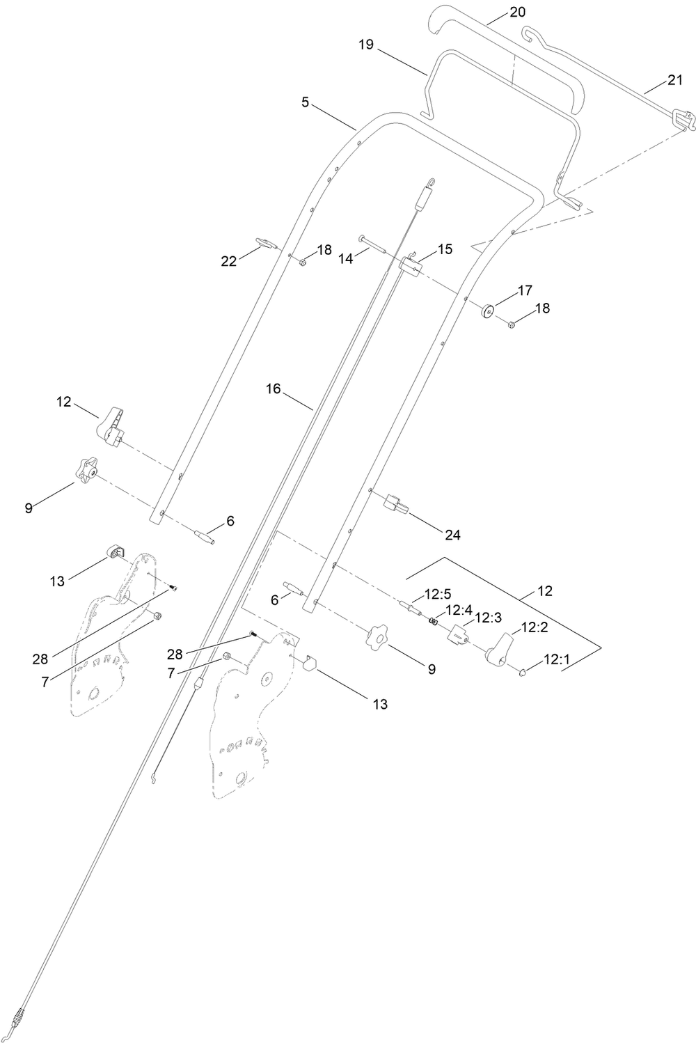 Handle Assembly Diagram and Parts List for 21770 400000000 - 411913203 Toro Lawn Mower