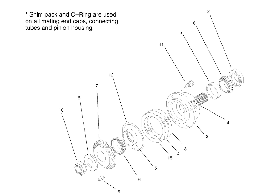 Pinion Assembly Diagram and Parts List for 74187 (200000501-200999999)(2000) Toro Lawn Mower