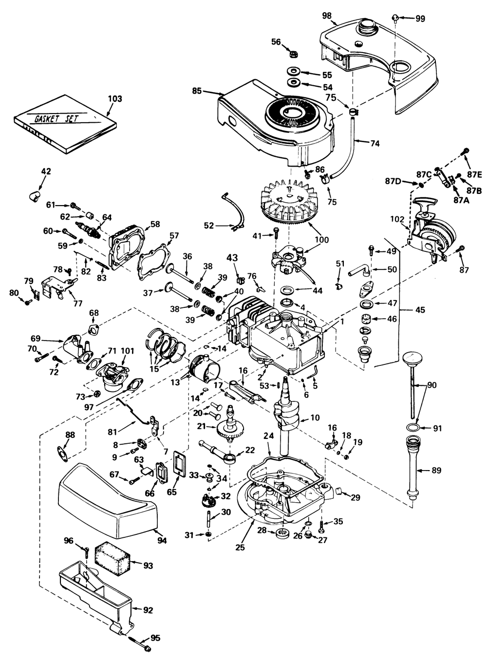 Engine Tecumseh Model No. Tnt 100-10049a (Model No. 20562) Diagram and Parts List for 20562 7000001 - 7999999 Toro Lawn Mower
