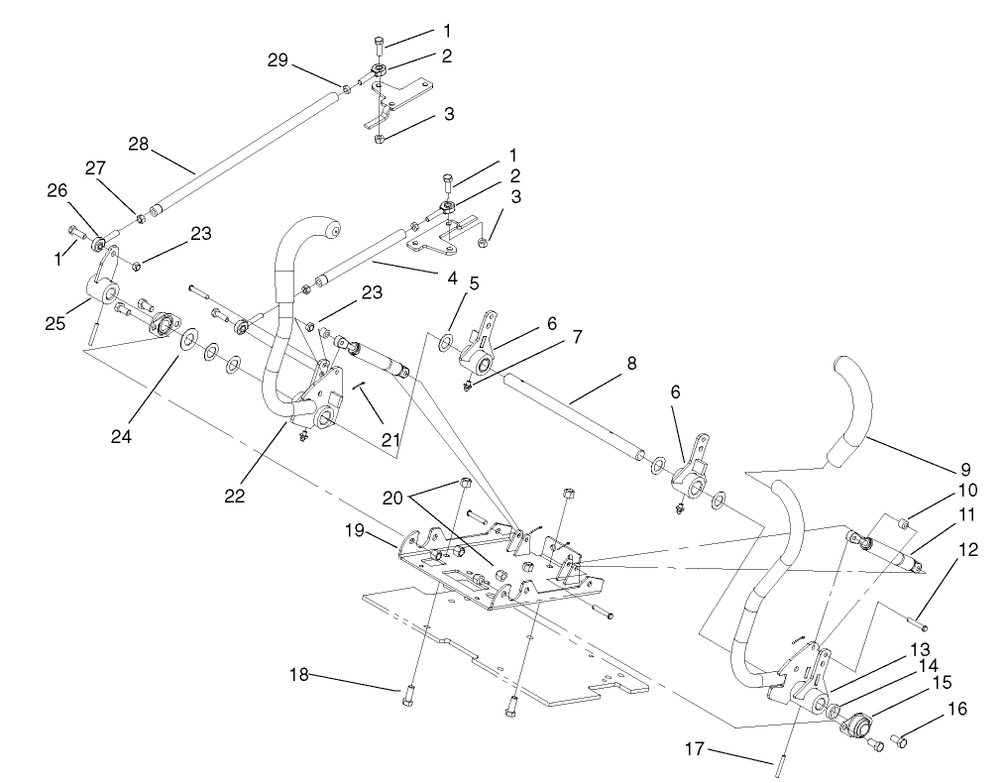 Steering Control Assembly Diagram and Parts List for 74187 (200000501-200999999)(2000) Toro Lawn Mower