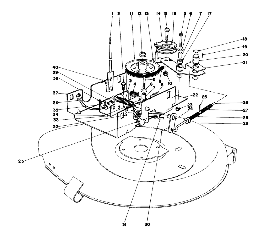 Blade Drive Assembly Diagram and Parts List for 56006 0000001 - 0999999 Toro Lawn Tractor