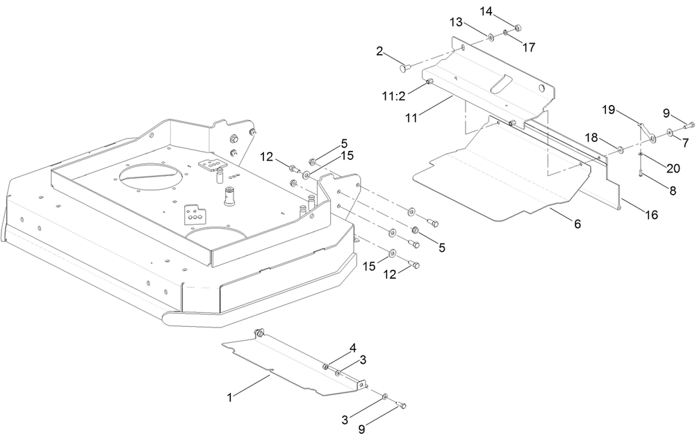Guard And Drag Shield Assembly Diagram and Parts List for 2710 316000001 - 316999999 Toro Lawn Tractor Accessories