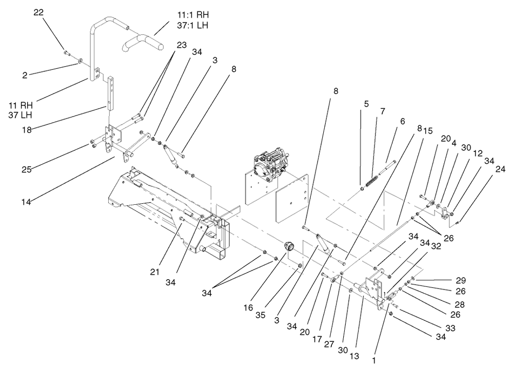 Steering Control Assembly Diagram and Parts List for 74228 (220000001-220999999)(2002) Toro Lawn Mower