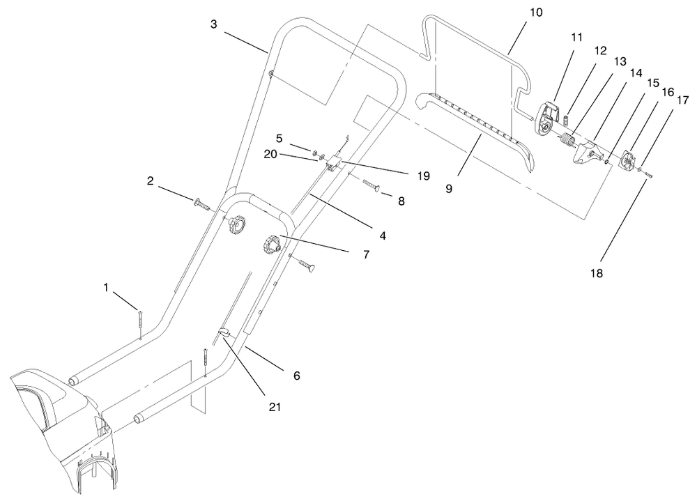 Handle And Controls Assembly Diagram and Parts List for 20649 7900001 - 7999999 Toro Lawn Tractor Accessories