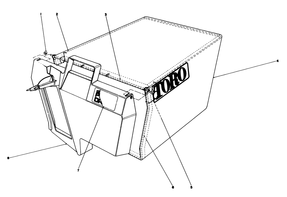 Grass Bag Assembly No. 11-0189 Diagram and Parts List for 20627C 7000001 - 7999999 Toro Lawn Mower
