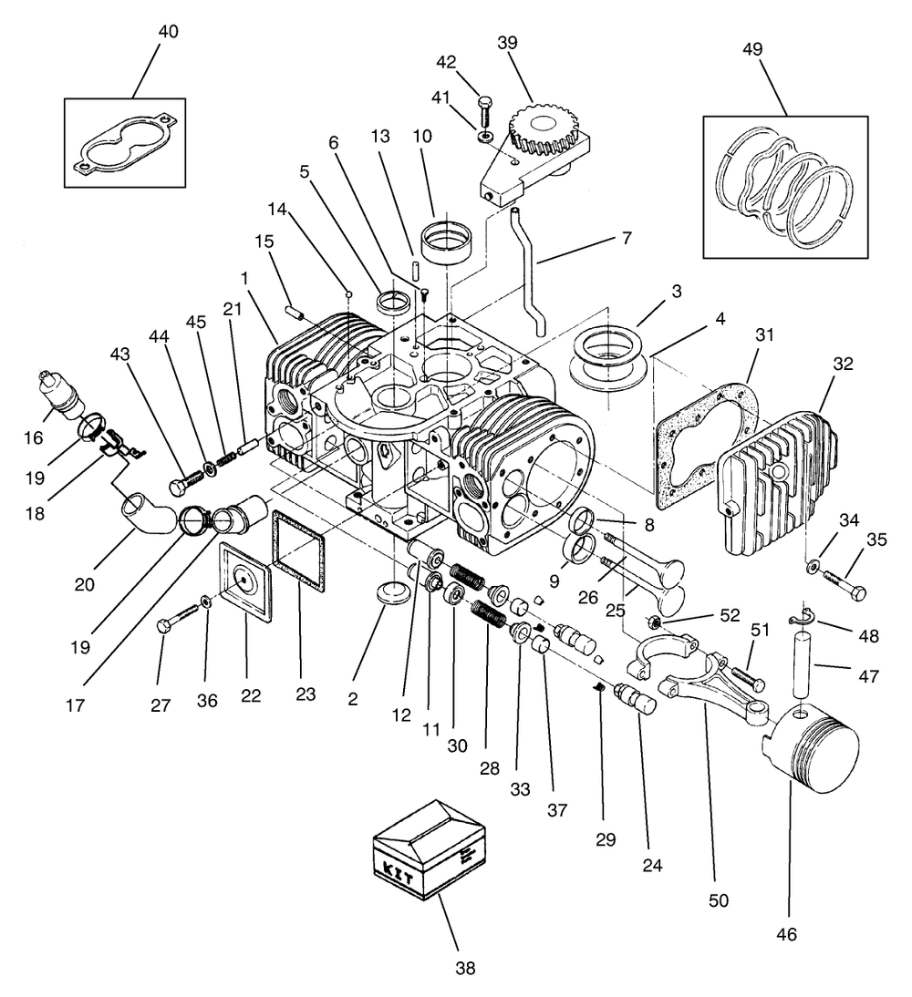 Engine Cylinder Block Assembly Diagram and Parts List for 74120 490001 - 499999 Toro Lawn Tractor