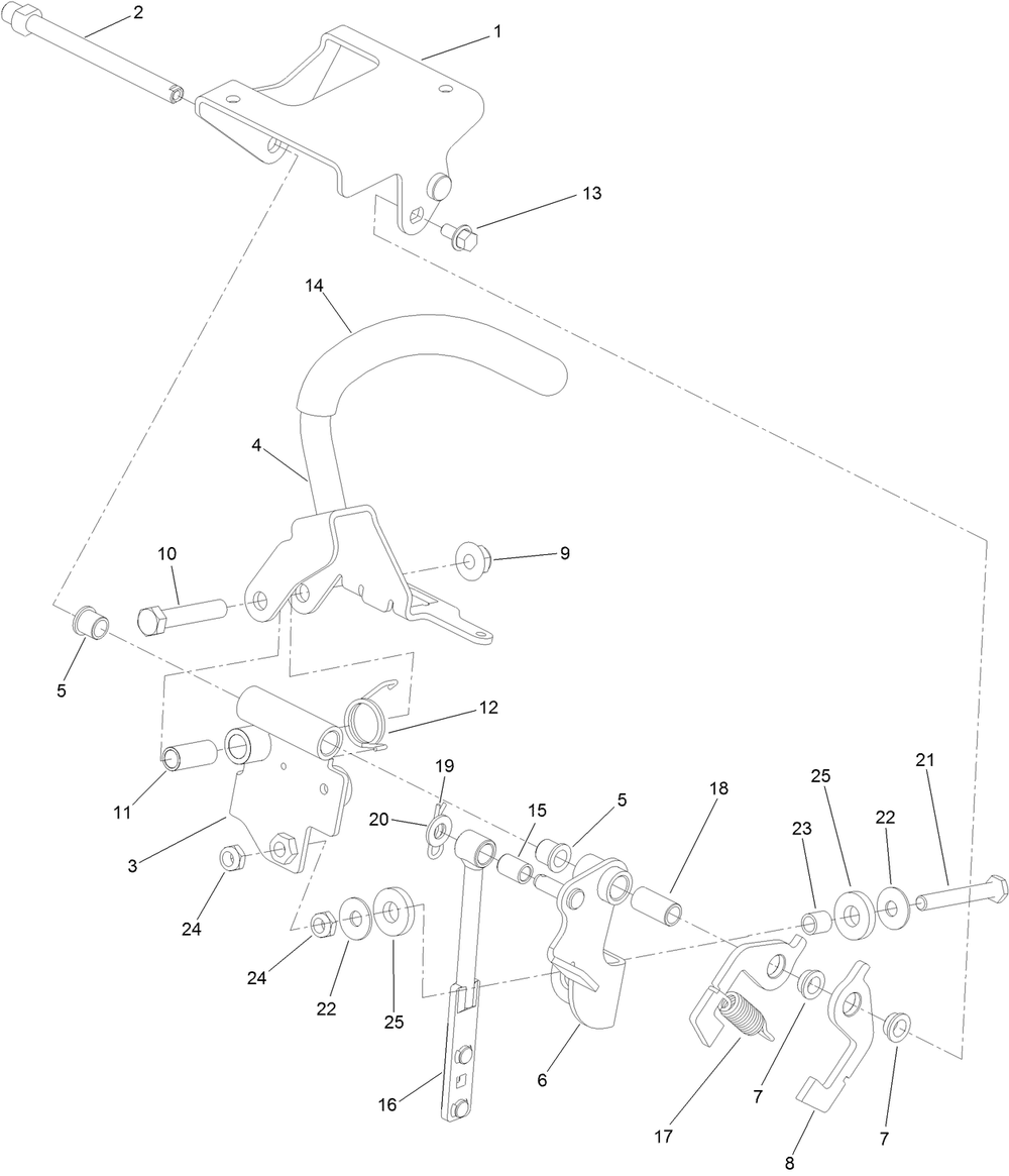 Rh Control Handle Assembly Diagram and Parts List for 44410 406814864-407699999 Toro Lawn Mower