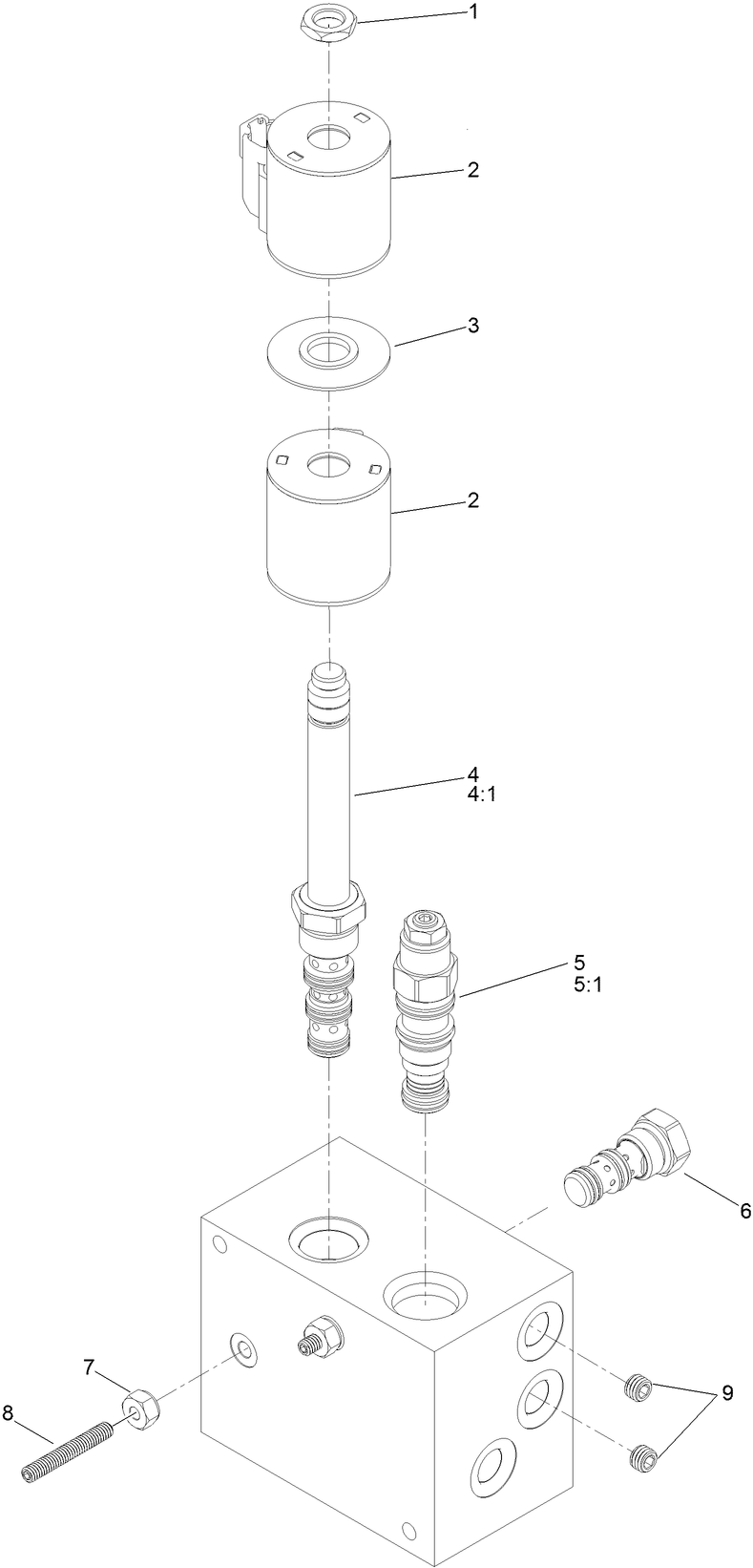 Lift And Hold Manifold Assembly Diagram and Parts List for 72096 406343181-407109999 Toro Lawn Tractor