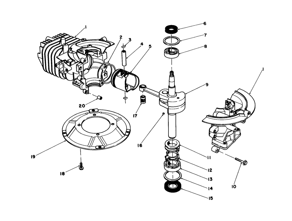 Crankshaft Assembly Diagram and Parts List for 16202 4000001 - 4999999 Toro Lawn Mower