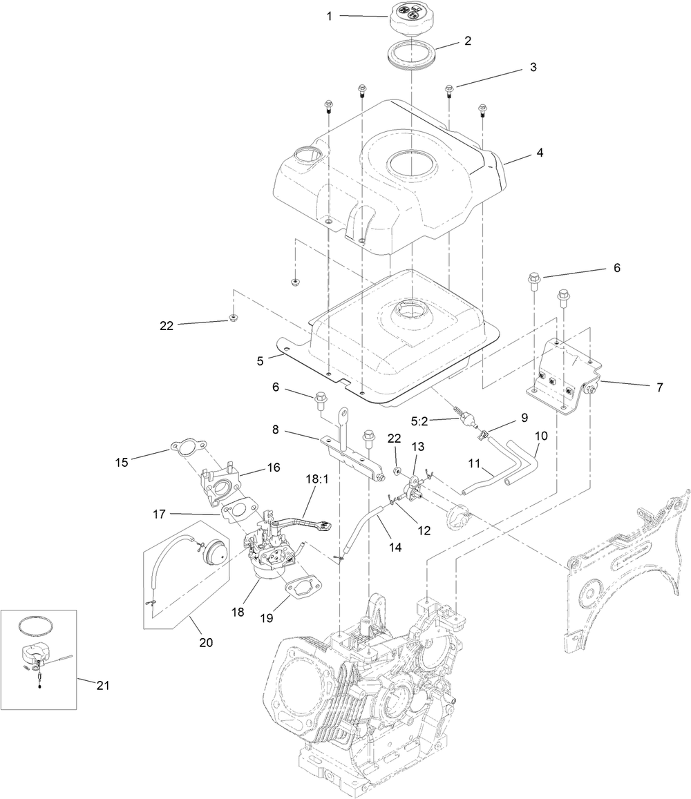 Fuel Systems And Carburetor Assembly Diagram and Parts List for 38870 409000000 - 999999999 Toro Snow Blower