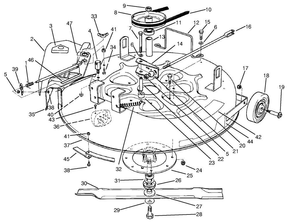 Cutting Unit Assembly Diagram and Parts List for 70040 39000001 - 39999999 Toro Lawn Tractor