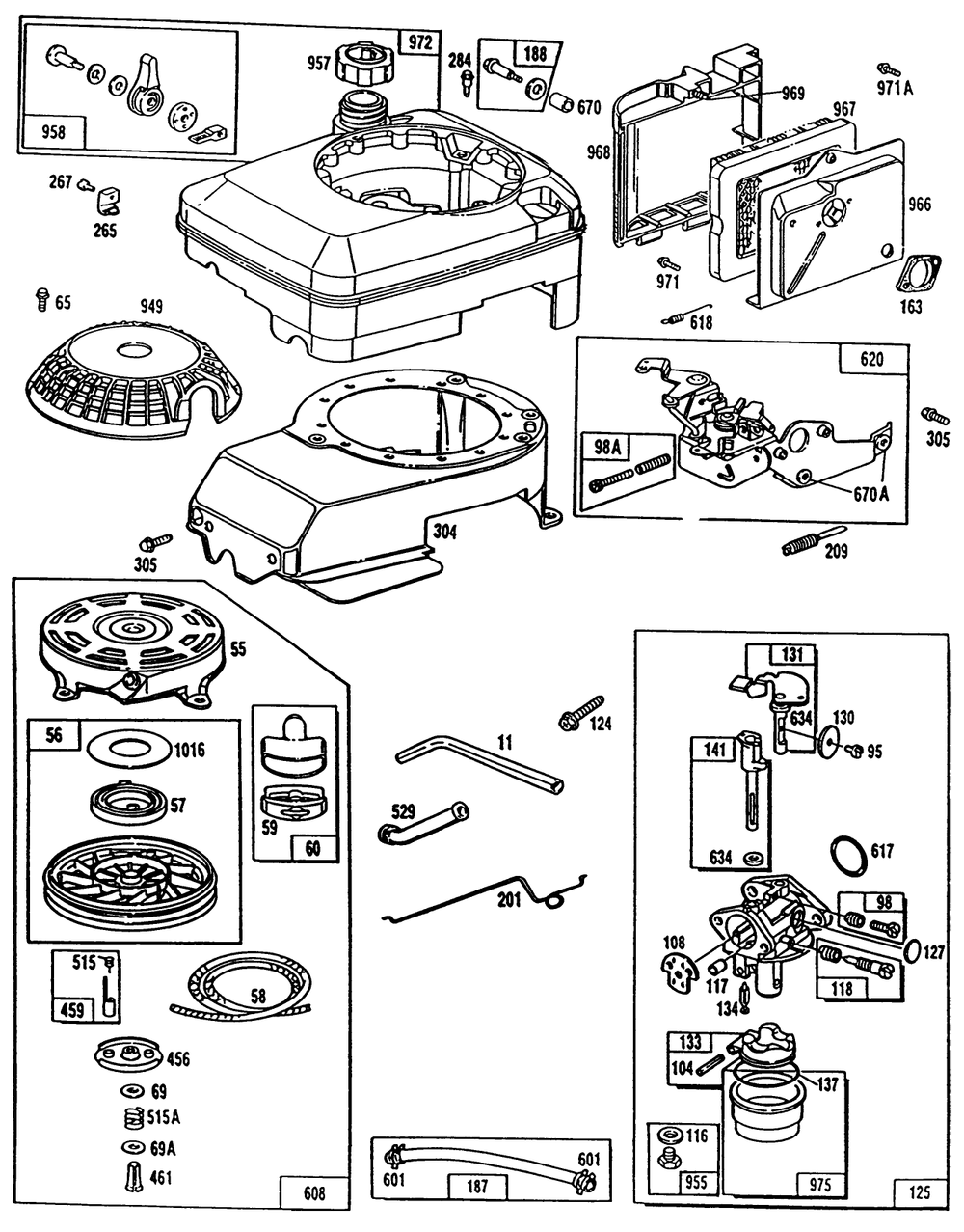 Engine Briggs & Stratton Model No. 124702-3115-01 Diagram and Parts List for 20563 0000001 - 0999999 Toro Lawn Mower
