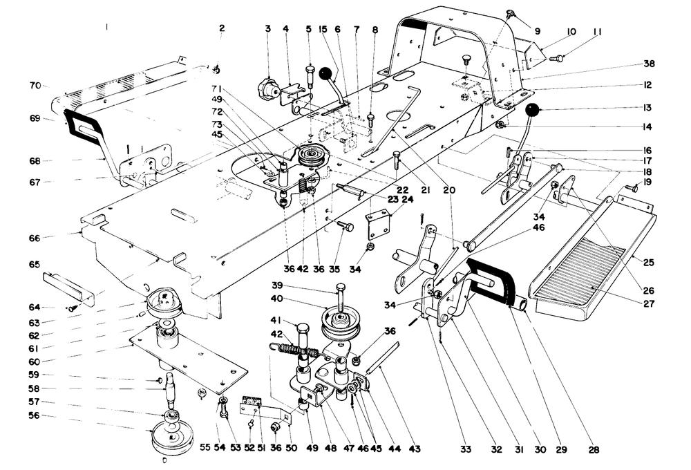 Frame Assembly Diagram and Parts List for 57104 0000001 - 0999999 Toro Lawn Tractor