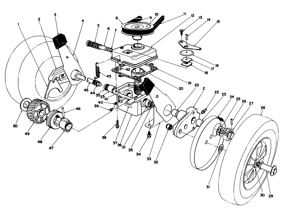 Gear Case Assembly Diagram and Parts List for 16785 8007012 - 8999999 Toro Lawn Mower