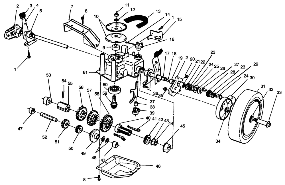 Gear Case Assembly Diagram and Parts List for 26630B 3900001 - 3999999 Toro Lawn Mower